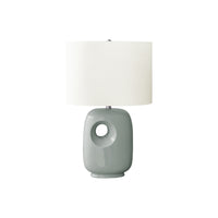 Monarch Specialties 26" H Contemporary Table Lamp - Green Ceramic / Ivory / Cream Shade-Contemporary 26"h table lamp featuring a sleek light green ceramic base with a stylish cut-out design, perfectly blending modern aesthetics with functionality to brighten up any living room, office, or bedroom