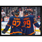 Connor Mcdavid and Leon Draisaitl Oilers Alternate Jersey Behind - Framed Canvas - 31" x 22"-Premium canvas print with gallery-wrapped edges