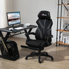Vinsetto Reclining Gaming Office Chair with Footrest - Black-Reclining back up to 135 degree with retractable footrest