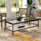 Hudson&Canal Alexis 54"W Rectangular Coffee Table - Blackened Bronze-Handcrafted blackened bronze finish is applied to the steel frame