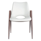 Zuo Desi Dining Chair - White/Walnut - Set of 2-Plush and durable faux leather fabric