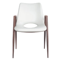 Zuo Desi Dining Chair - White/Walnut - Set of 2-Plush and durable faux leather fabric