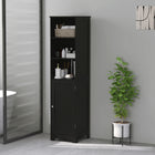 Kleankin Tall Narrow Bathroom Storage Cabinet - Black-3-level adjustable shelves inside the cabinet to suit different storage needs