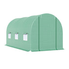 Outsunny Walk-in Tunnel Greenhouse with Roll Up Door - 14.6' x 6.6' x 6.6'- Reinforced sturdy frame supporting frame and durable PE in durable construction  
