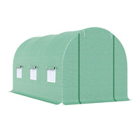 Outsunny Walk-in Tunnel Greenhouse with Roll Up Door - 14.6' x 6.6' x 6.6'- Reinforced sturdy frame supporting frame and durable PE in durable construction  