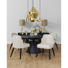 Manhattan Comfort Estelle 20.08" Modern Faux Leather Upholstered Dining Chair - Cream and Black-Frame Made of Solid Wood with Splayed Legs