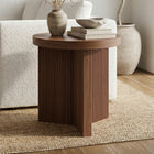 Hudson&Canal Holm 22" Wide Round Fluted Side Table - Satin Walnut-Features easy assembly
