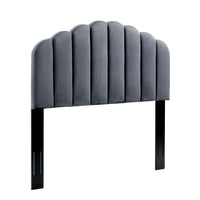 Modway Veronique Performance Velvet Twin Headboard - Charcoal-Channel Tufted Headboard