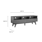 Modway Render 60" TV Stand - Charcoal-Smooth Wood Grain Laminate