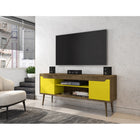 Manhattan Comfort Bradley 62.99" Mid-Century Modern TV Stand - Rustic Brown and Yellow-Recommended for a 46" -60" TV