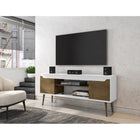 Manhattan Comfort Bradley 62.99" Mid-Century Modern TV Stand - White and Rustic Brown-Recommended for a 46" -60" TV