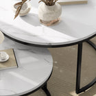 HOMCOM 31" Round Nesting Tables with Faux Marbled Top - White - 2 Pack-Colours: White