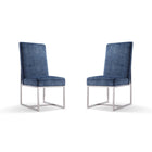 Manhattan Comfort Element 19.68" Modern Velvet Upholstered Dining Chair - Blue - Set of 2-Modern Dining Chair Perfect for Dining and Accent Living Room Use. Set of 2