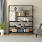 Hudson&Canal Whitmore 72"H Bookcase - Blackened Bronze-Features easy assembly
