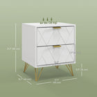 HOMCOM Bedside Table with Storage and Gold Hairpin Legs - White-Hairpin legs provide a vintage touch with strong support