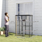 PawHut Outdoor Catio Cat Enclosure with Cover and Platforms - Black-Waterproof and UV-resistant cover protects cats from elements 