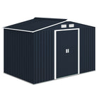 Outsunny Garden Storage Shed with Steel Foundation Kit - 9.1'x 6.4' x 6.3' - Dark Grey-Large inner space for storing tools bicycle, garden tools, lawn care equipment and more 