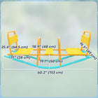 Qaba 2 in 1 Metal Teeter Totter, with Back & Easy-Grip Handles - Yellow-Heavy-duty steel frame supports 220 lb, providing exceptional stability during active play
