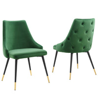 Modway Adorn Performance Velvet Dining Side Chair - Emerald - 2 Pack-Vintage Modern Accent Dining Chair