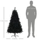 HOMCOM 5' Artificial Christmas Tree with Auto Open - Steel Base - Black-Flame retardant branches provide peace of mind 