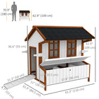 PawHut 47" Chicken Coop Wooden Chicken House Rabbit Hutch with Nesting Box-Natural fir wood construction for superior strength and durability