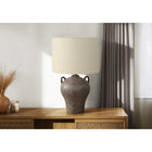 Monarch Specialties 22" H Transitional Table Lamp - Brown Ceramic / Beige Shade-Perfect for illuminating an end or side table, nightstand, or console, this decorative lamp enhances the ambiance of your space while harmonizing with transitional style settings