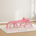 Qaba 7-in-1 Wooden Pikler Triangle Set with Arch, Ramp and Ladder - Pink-Reversible ramp features a smooth slide and a rock wall for dual fun 