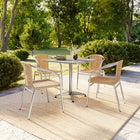 Flash Furniture 31.5'' Square Aluminum Indoor-Outdoor Table with 4 Beige Rattan Chairs (TLH-ALUM-32SQ-020BGECHR4-GG)-31.50"W x 31.50"D x 27.50"H