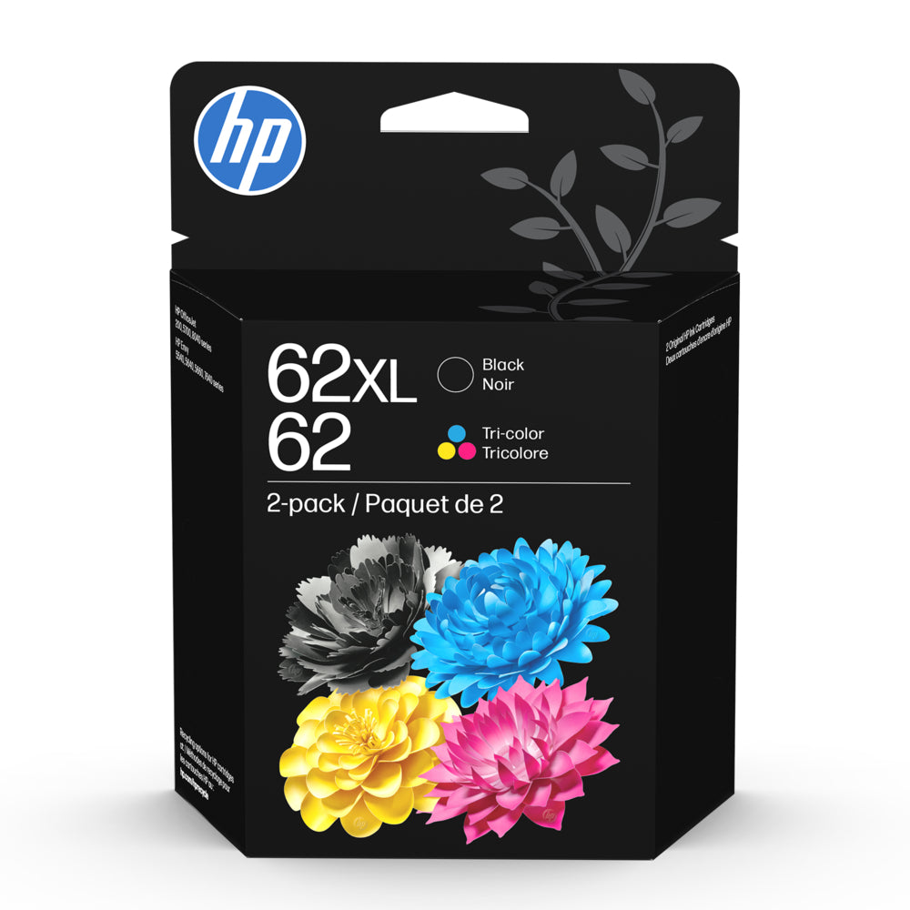 HP 62XL Black High Yield & 62 Tri-Colour Original Ink Cartridges