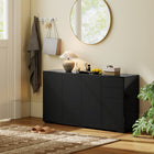 HOMCOM 55.1" L High Gloss Buffet Sideboard with 2 Drawers - Black-Reliable particleboard structure with safe anti-tipping straps