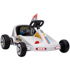 Qaba 6V 7AH Electric Battery Powerd Kids Go Kart - White-Dual motors provide a steady 1.9 mph (3 km/h) speed on flat surfaces 