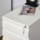 Vinsetto 3-Drawer Steel Letter/A4 Filing Cabinet with Lock & Wheels - White-Drawers are armed with full extension glides for easy access   

