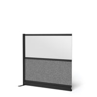 Luxor Modular Wall Extension - 53" W x 48" H - Wide Black Frame, Frosted Acrylic, Cool Grey PET-Creates semi permanent privacy in shared spaces