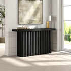 Hudson&Canal Olie 55" Wide Rectangular Fluted Console Table - Black Grain-Features easy assembly
