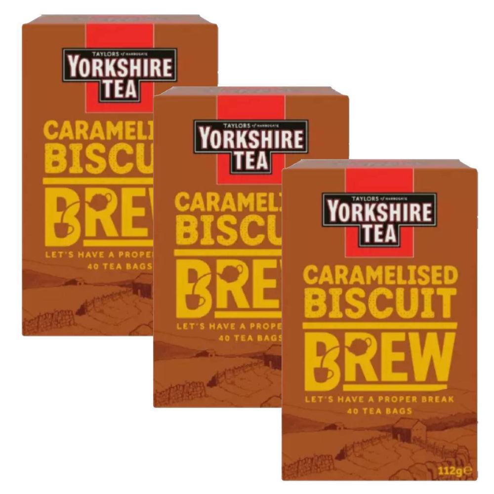 kakoヨークシャティー キャラメル Biscuit Brew 4つセット Taylors of Harrogate Caramelized Biscuit Brew Tea - 40 bags - 3