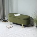 HOMCOM Channel Tufted Upholstered Bedroom Ottoman Bench - Dark Green-Golden legs add a sophisticated touch to its chic appearance