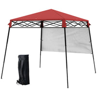 Outsunny 7 ft W x 7 ft L Garden Foldable Pop Up Gazebo Tent - Red & Black-Compact size camping canopy is suitable for outdoor using