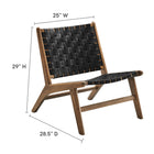 Modway Saoirse Leather Wood Accent Lounge Chair - Walnut Black-Basket Weave Design