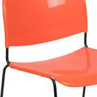 Flash Furniture HERCULES Orange Ultra-Compact Stack Chair with Black Powder Coated Frame-Ergonomically Contoured Orange Plastic Back and Seat