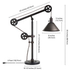 Hudson&Canal Descartes 29" Tall Pulley System Table Lamp with Metal Shade - Blackened Bronze/Blackened Bronze-Clean with a soft, dry cloth and no harsh chemicals or abrasive cleaning materials