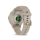 Garmin Venu 3S Watch - 41 mm - Soft Gold Stainless Steel Bezel with French Grey Case and Silicone Band-Choose how you work out with animated workouts for strength, cardio, HIIT, yoga or pilates, or create your own workouts with our exercise library, and send to your watch. Even get free Garmin Coach running training plans for 5K, 10K or half-marathon distances