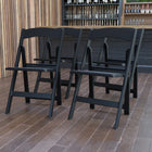Flash Furniture HERCULES Black Resin Folding Chair with Black Vinyl Padded Seat - 4 Pack-Waterproof Detachable Seat