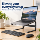 SHOPPINGALL Ergonomic Laptops Elevator for 11 to 17 Inches Notebook Computer - SA-LS5 - Black-[Designed for Your Laptop] With the ability to support up to 7.7 lbs (3.5 kg), this laptop stand is designed to accommodate a wide range of laptops from 11 to 17 inches.
