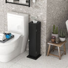 HOMCOM Bathroom Toilet Paper Storage Cabinet with Doors and Shelves - Black-3 tier design offers ample storage and display space
