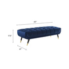 Modway Adept 60" Performance Velvet Bench - Midnight Blue-Performance Velvet Upholstery