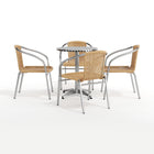 Flash Furniture 23.5'' Round Aluminum Indoor-Outdoor Table with 4 Beige Rattan Chairs (TLH-ALUM-24RD-020BGECHR4-GG)-Warranty: 5 Year Limited (non moving metal parts), 2 years on moving parts (details with product)