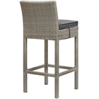 Modway Conduit Outdoor Patio Wicker Rattan Bar Stool - Light Gray Charcoal-Synthetic PE Rattan Weave