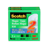 Scotch Magic Tape - 12.7 mm x 33 m - 2 Pack-Non-yellowing tape disappears when applied, and stays invisible over time