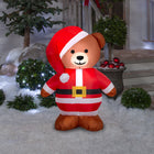GEMMY - Ours de Noël gonflable marron en costume de Père Noël - 122 cm-Comprend des piquets et des attaches