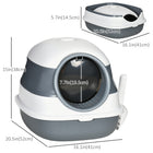 PawHut Covered High Sided Cat Litter Box with Lid - White-Litter scoop included for cleaning 